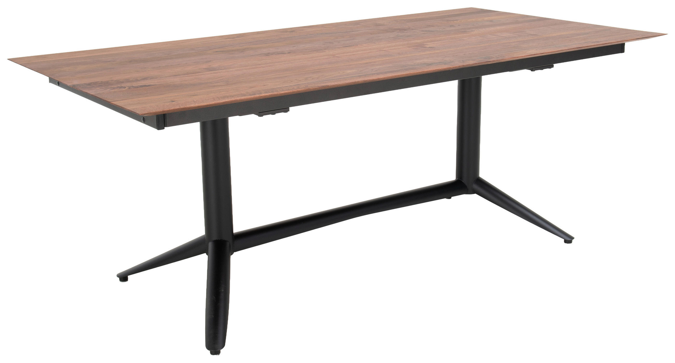 ESSTISCH 200-300/100/77 cm Echtholz  Holz ausziehbar, in verschiedenen Größen erhältlich rechteckig Nussbaumfarben  - Nussbaumfarben/Schwarz, Design, Holz/Metall (200-300/100/77cm) - hülsta