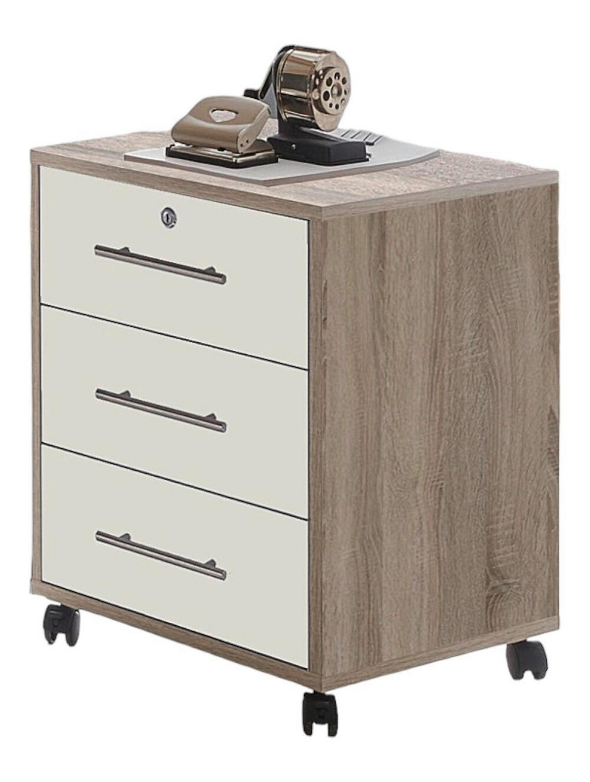 BÜRO - Weiß/Sonoma Eiche, MODERN, Holzwerkstoff/Metall - MID.YOU