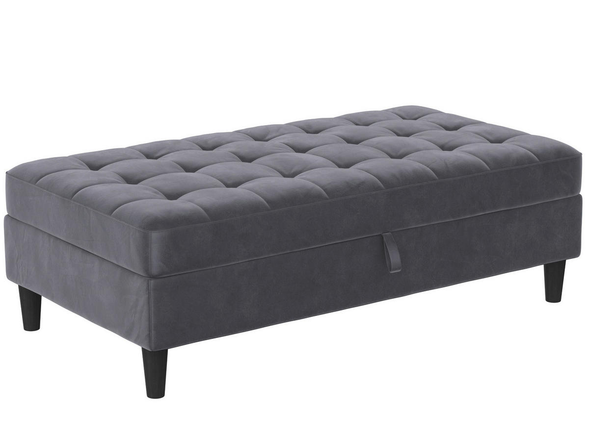 HOCKER PALERMO Velours Dunkelgrau  - Dunkelgrau/Schwarz, Basics, Kunststoff/Textil (130/43/69cm) - Livetastic