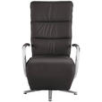 RELAXSESSEL in Leder Mokka  - Chromfarben/Mokka, Design, Leder/Metall (64/112/80cm) - Cantus