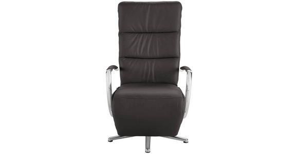 RELAXSESSEL in Leder Mokka  - Chromfarben/Mokka, Design, Leder/Metall (64/112/80cm) - Cantus