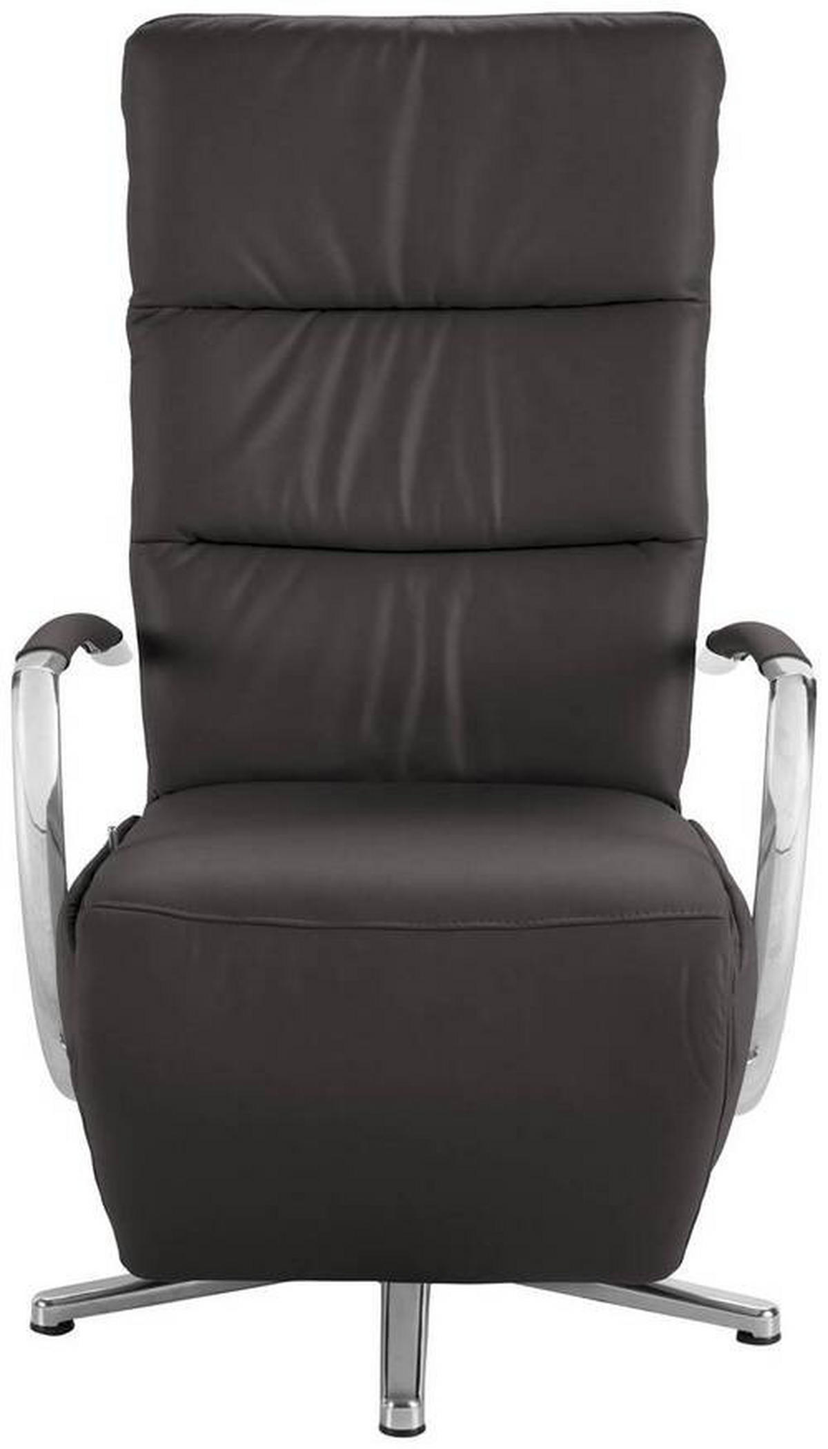 RELAXSESSEL in Leder Mokka  - Chromfarben/Mokka, Design, Leder/Metall (64/112/80cm) - Cantus