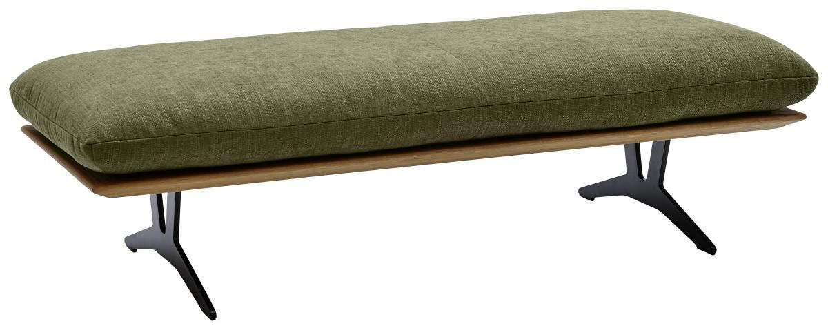 HOCKERBANK 150/43/60 cm Webstoff Dunkelgrün Wildeiche massiv Metall - Dunkelgrün/Schwarz, Design, Holz/Textil (150/43/60cm) - Dieter Knoll