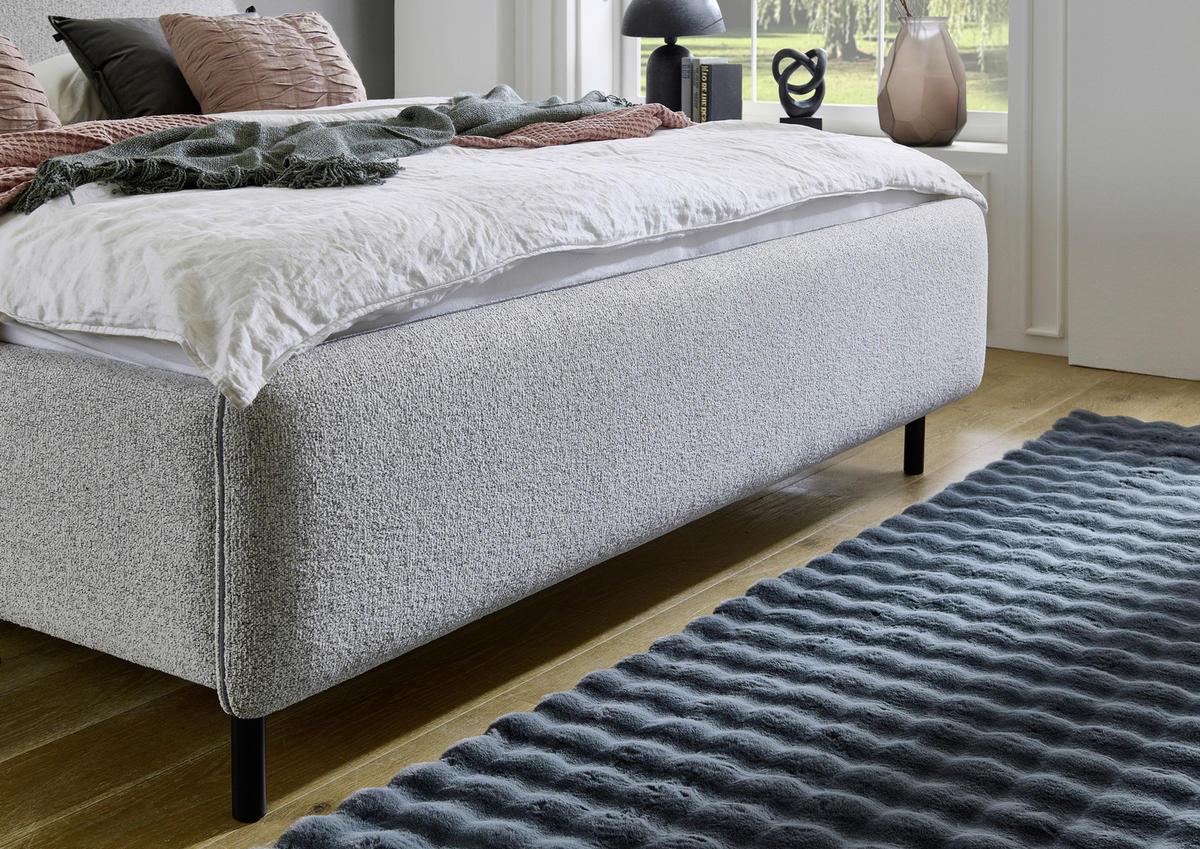 POLSTERBETT 160/200 cm  in Grau, Hellgrau  - Birkefarben/Buchefarben, Design, Holz/Textil (160/200cm) - Xora