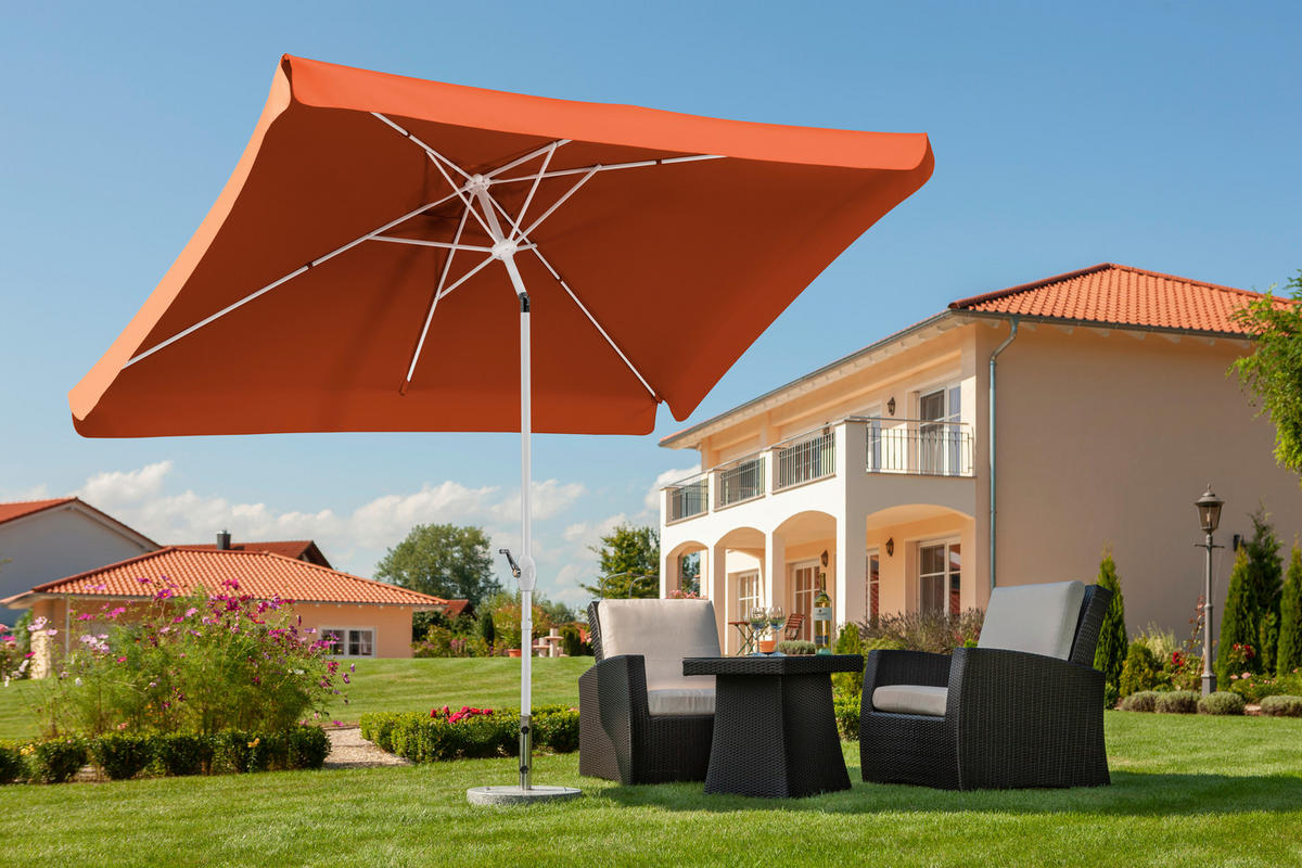 SLUNEČNÍK 200/250/300 cm - bílá/terracotta, Basics, kov/textil (200/250/300cm)