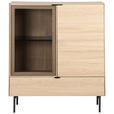 HIGHBOARD  100/120/40 cm 1 Schublade(n)  - Eichefarben/Schwarz, KONVENTIONELL, Glas/Holzwerkstoff (100/120/40cm) - Xora