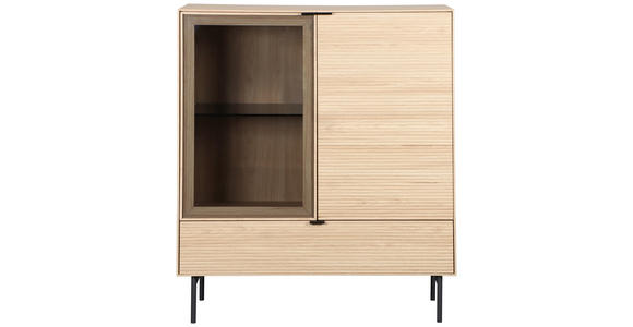 HIGHBOARD  100/120/40 cm 1 Schublade(n)  - Eichefarben/Schwarz, KONVENTIONELL, Glas/Holzwerkstoff (100/120/40cm) - Xora