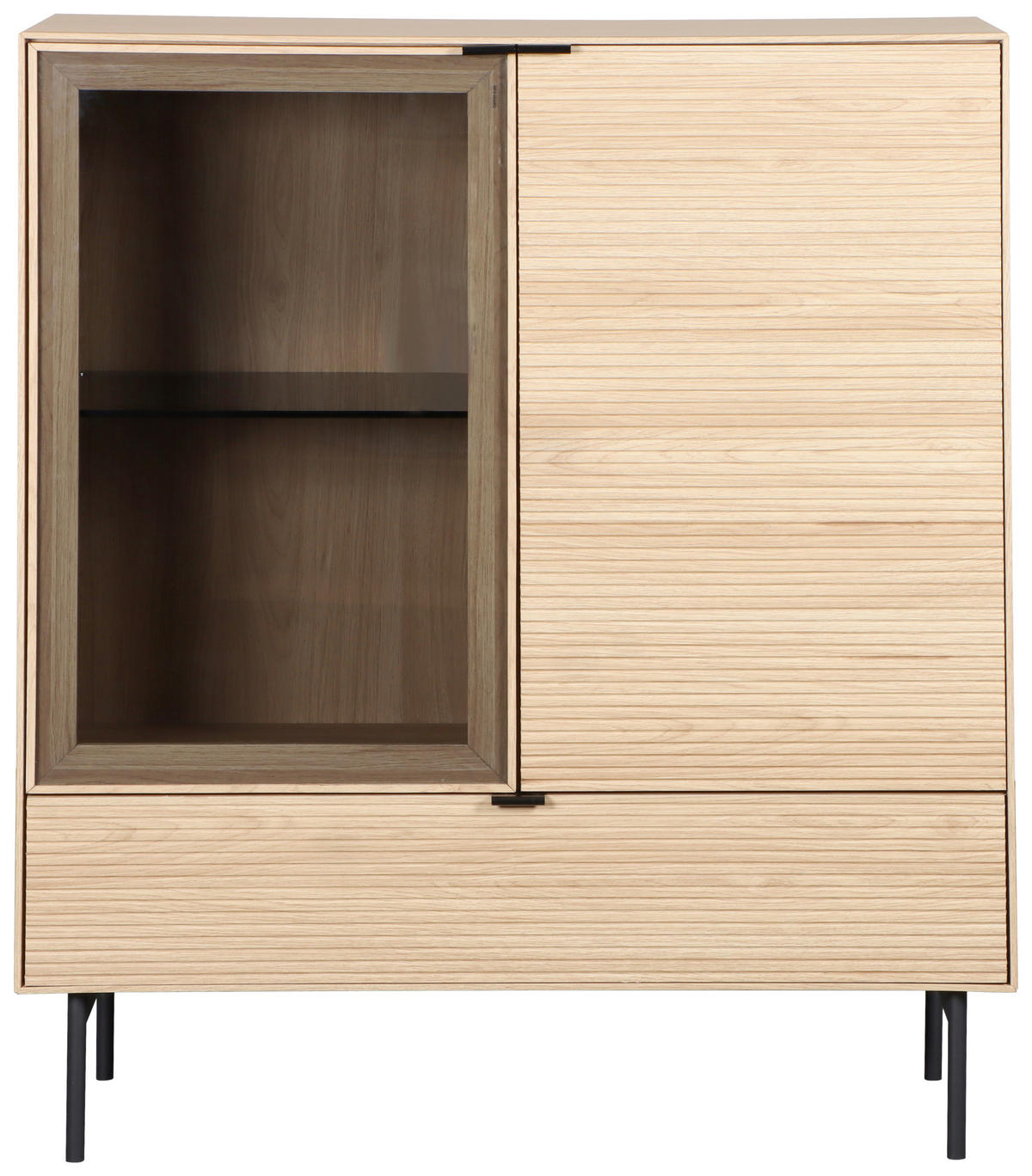 HIGHBOARD  100/120/40 cm 1 Schublade(n)  - Eichefarben/Schwarz, KONVENTIONELL, Glas/Holzwerkstoff (100/120/40cm) - Xora