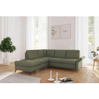 ECKSOFA ROCHELLE E Olivgrün Flachgewebe  - Schwarz/Olivgrün, KONVENTIONELL, Textil/Metall (216/240cm) - Sit & More