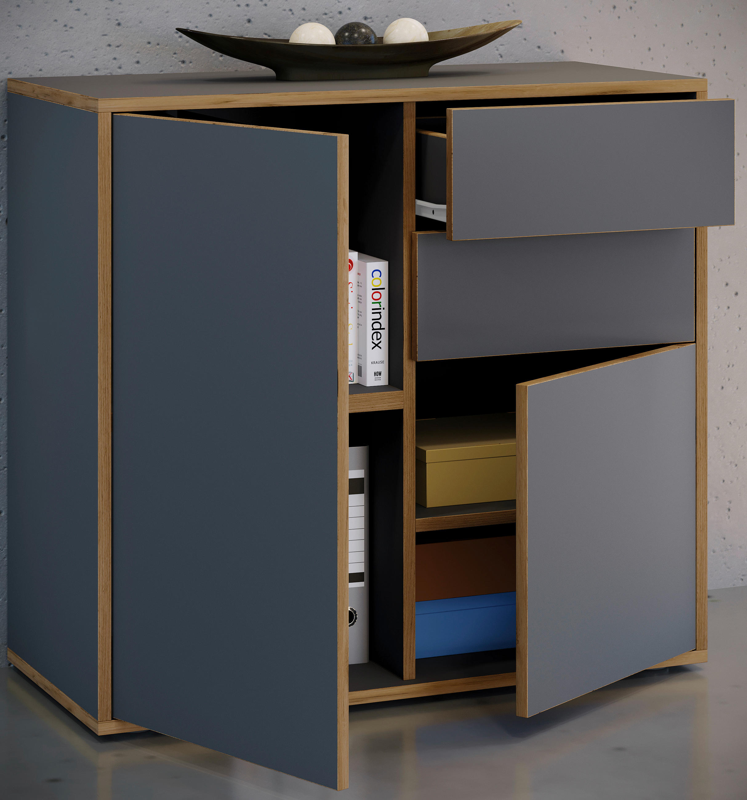 KOMMODE 79/74/33 cm  in Anthrazit, Honigeiche  - Honigeiche/Anthrazit, Design, Holzwerkstoff/Kunststoff (79/74/33cm) - MID.YOU