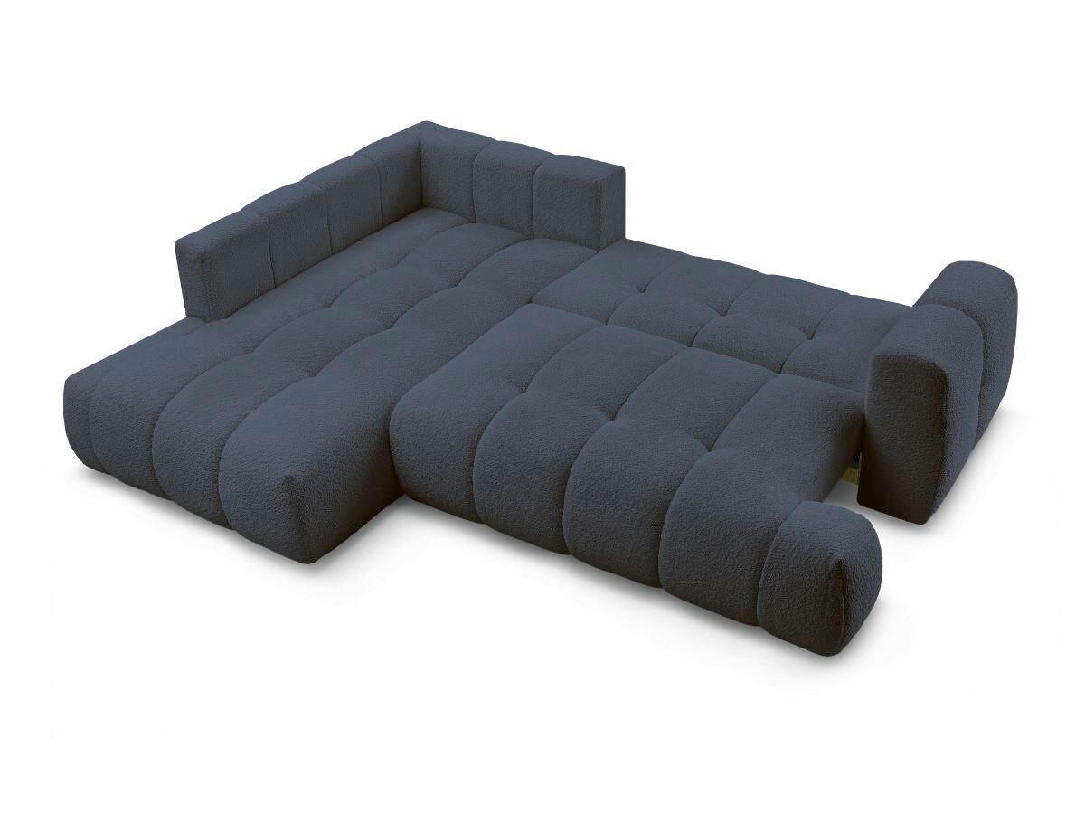 ECKSCHLAFSOFA FUJI Bouclé Dunkelblau  inkl.  - Schwarz/Dunkelblau, MODERN, Kunststoff/Textil (204/282cm)
