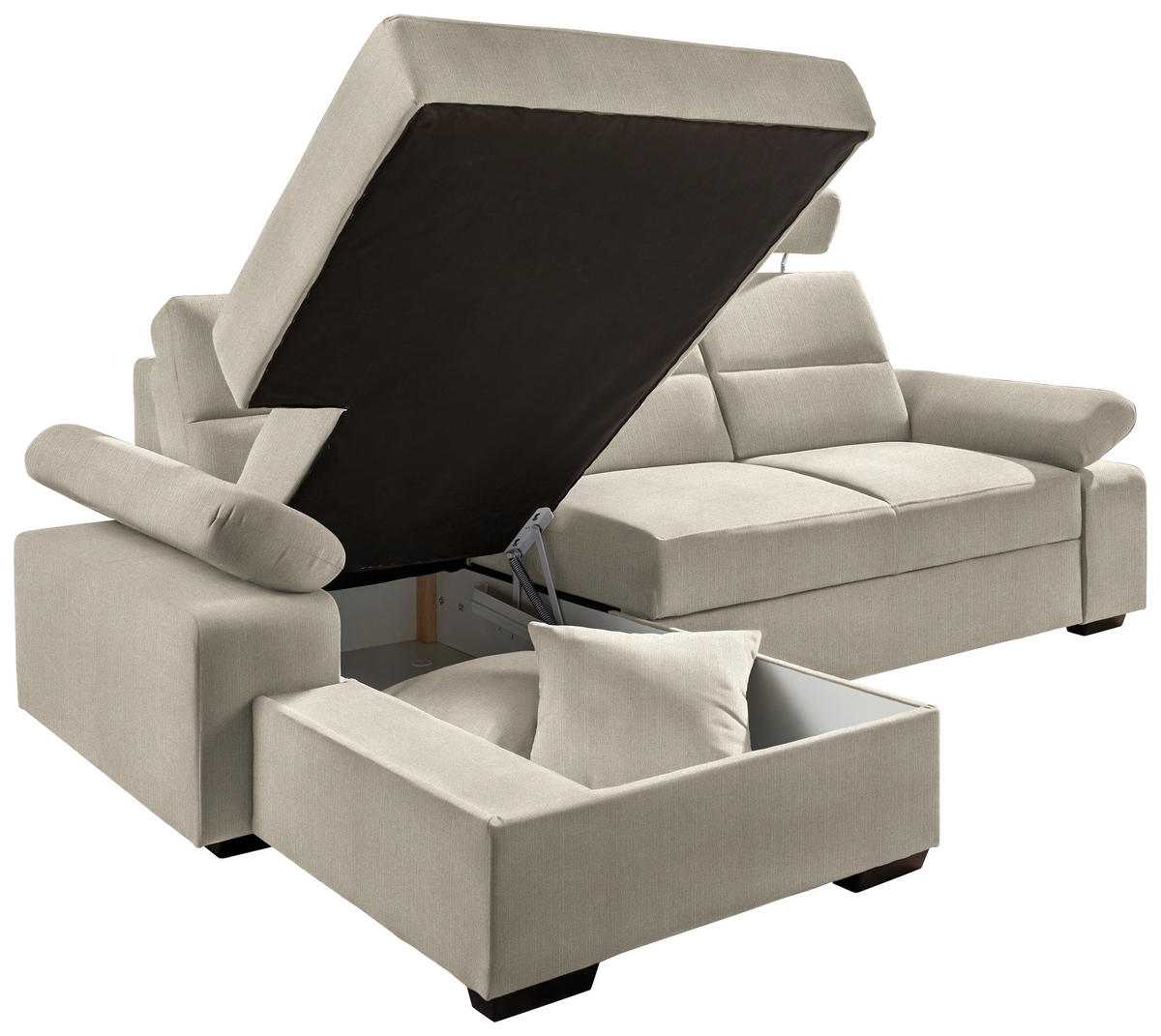 ECKSOFA Beige Webstoff  - Dunkelbraun/Beige, KONVENTIONELL, Kunststoff/Textil (166/258cm) - Cantus