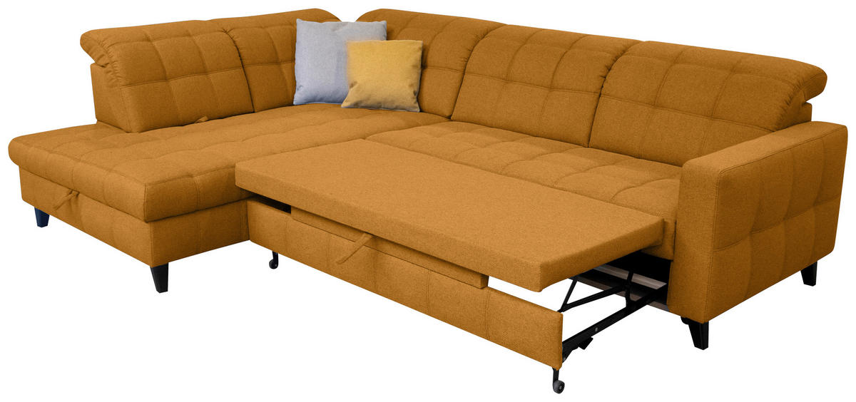 SAROKKANAPÉ textil sárga  - sárga/fekete, Design, textil/fa (216/297cm) - Xora
