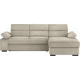 ECKSOFA in Webstoff Beige  258/166 cm  - Dunkelbraun/Beige, KONVENTIONELL, Kunststoff/Textil (258/166cm) - Cantus
