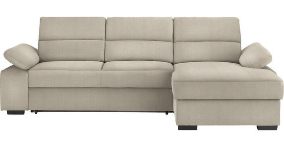 ECKSOFA in Webstoff Beige 258/166 cm - Dunkelbraun/Beige, KONVENTIONELL, Kunststoff/Textil (258/166cm) - Cantus