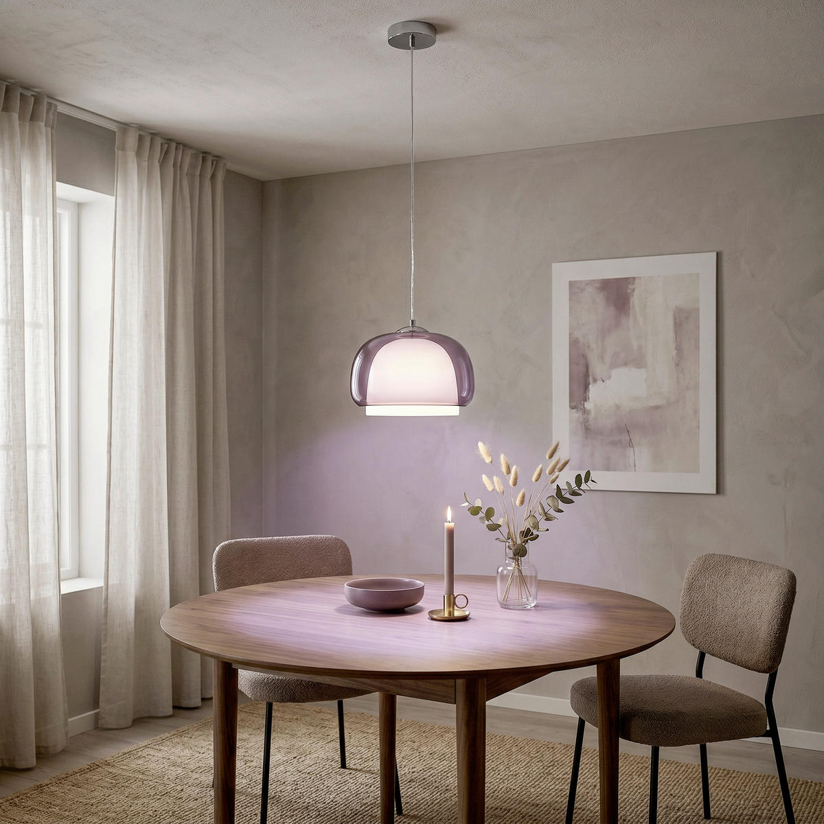 HÄNGELEUCHTE Belomontejo 30/150 cm  - Rosa/Weiß, Design, Glas/Metall (30/150cm) - Eglo