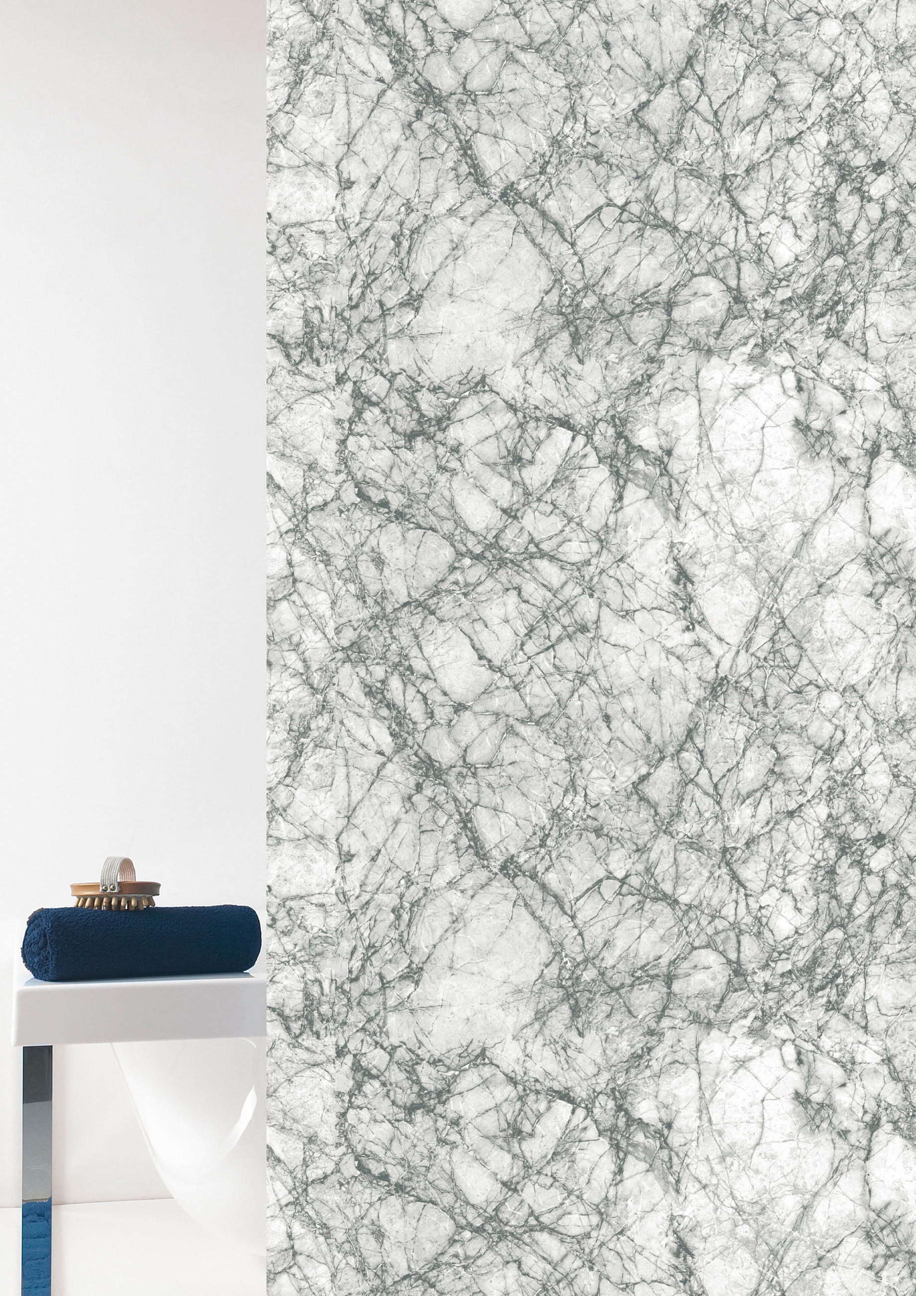 DUSCHVORHANG Marmor 180/200 cm  - Grau, Basics, Kunststoff (180/200cm) - Grund