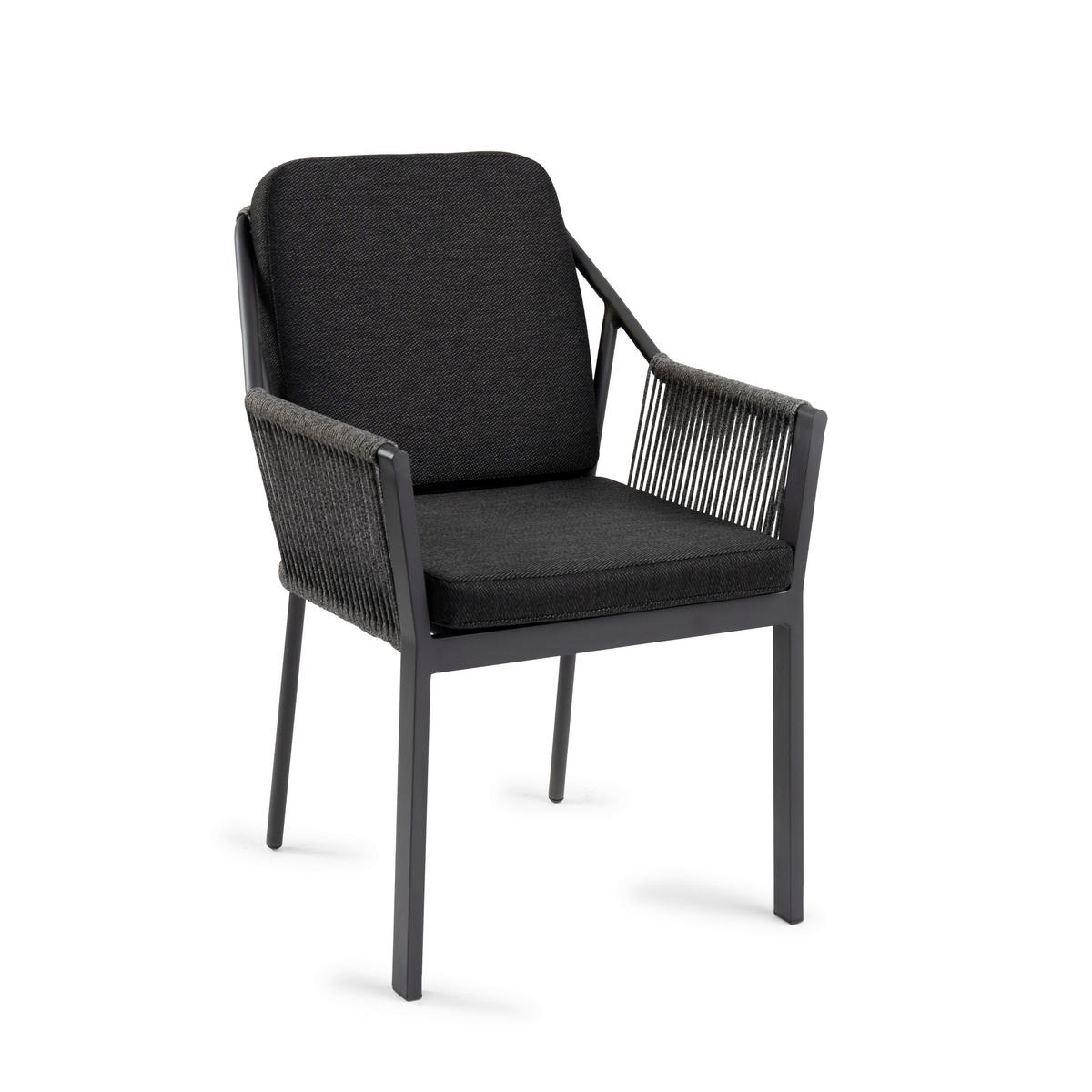 STAPELSTUHL Metall, Textil Schwarz  - Schwarz, Modern, Textil/Metall (58/81/61cm) - Tierra Outdoor