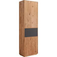 GARDEROBENSCHRANK  in 60/205/38 cm  - Eichefarben/Anthrazit, Design, Glas/Holz (60/205/38cm) - Waldwelt