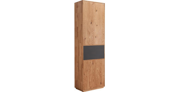 GARDEROBENSCHRANK  in 60/205/38 cm  - Eichefarben/Anthrazit, Design, Glas/Holz (60/205/38cm) - Waldwelt