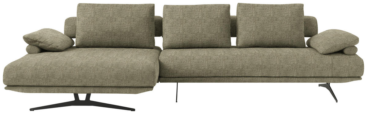 ECKSOFA in Chenille Hellgrün  - Schwarz/Hellgrün, Design, Textil/Metall (168/334cm) - Dieter Knoll