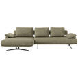 ECKSOFA  in Chenille Hellgrün Rückenkissen, Armlehnenkissen  168/334 cm  - Schwarz/Hellgrün, Design, Textil/Metall (168/334cm) - Dieter Knoll