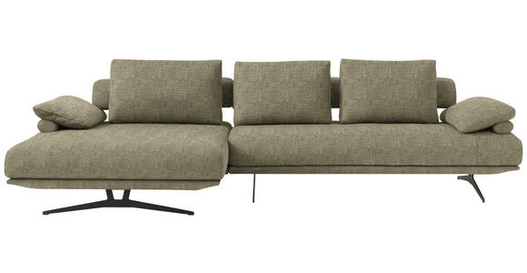 ECKSOFA  in Chenille Hellgrün Rückenkissen, Armlehnenkissen  168/334 cm  - Schwarz/Hellgrün, Design, Textil/Metall (168/334cm) - Dieter Knoll