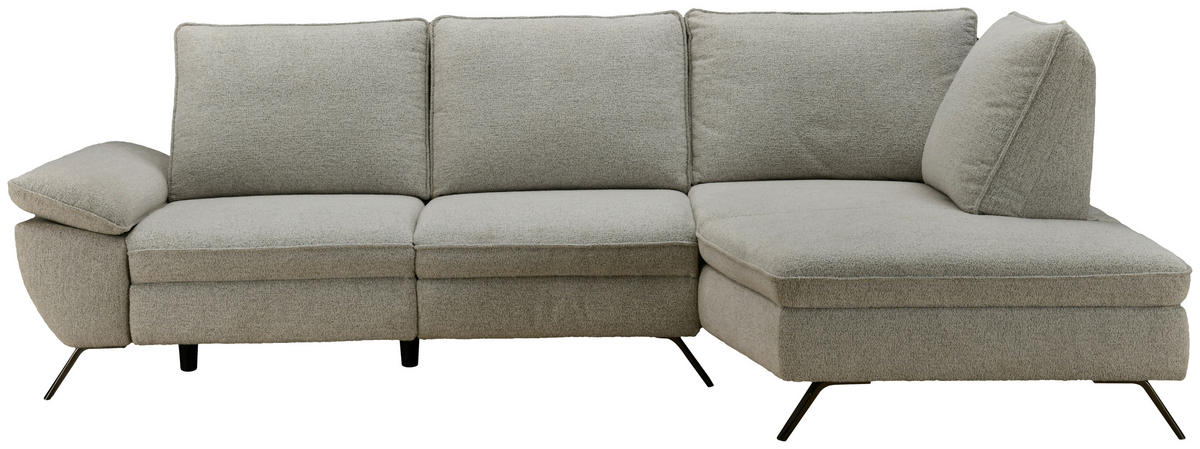 ECKSOFA Beige Webstoff  - Beige/Schwarz, MODERN, Textil/Metall (290/161cm) - Livetastic
