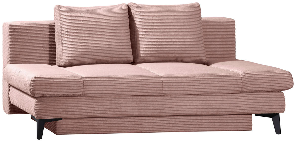 SCHLAFSOFA Cord Altrosa  inkl. Bettkasten, Schlaffunktion, Armteilverstellung  - Schwarz/Altrosa, Design, Textil/Metall (200/85/90cm) - Novel
