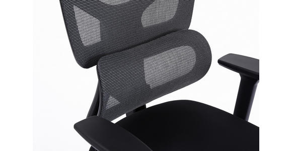 DREHSTUHL Netzbespannung Schwarz - Schwarz, Design, Kunststoff/Textil (66/125-133/66cm) - Novel