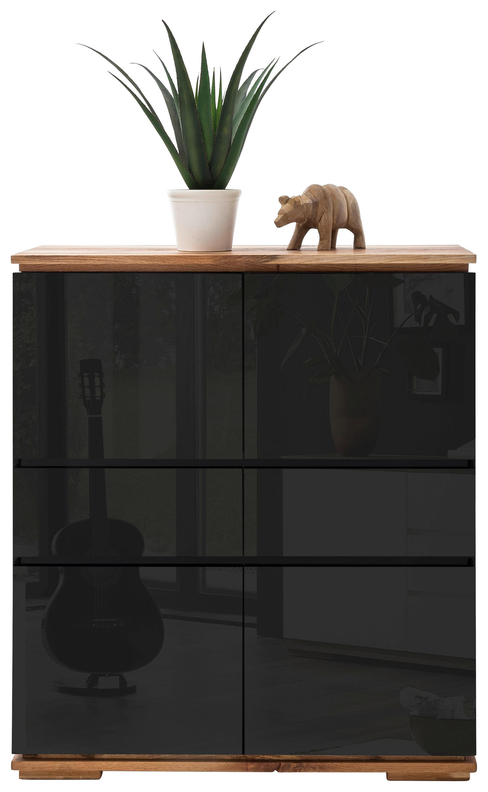 HIGHBOARD Chiaro  in 102/115/40 cm  - Eichefarben/Schwarz, Design, Holz/Holzwerkstoff (102/115/40cm)