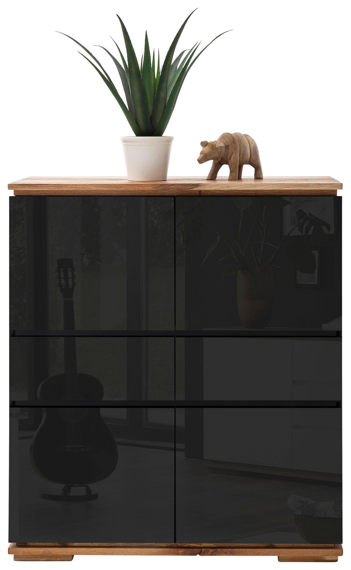 HIGHBOARD Chiaro  in 102/115/40 cm  - Eichefarben/Schwarz, Design, Holz/Holzwerkstoff (102/115/40cm)