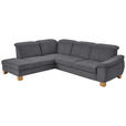 ECKSOFA in Flachgewebe Grau  - Wildeiche/Grau, Natur, Holz/Textil (243/301cm) - Voleo