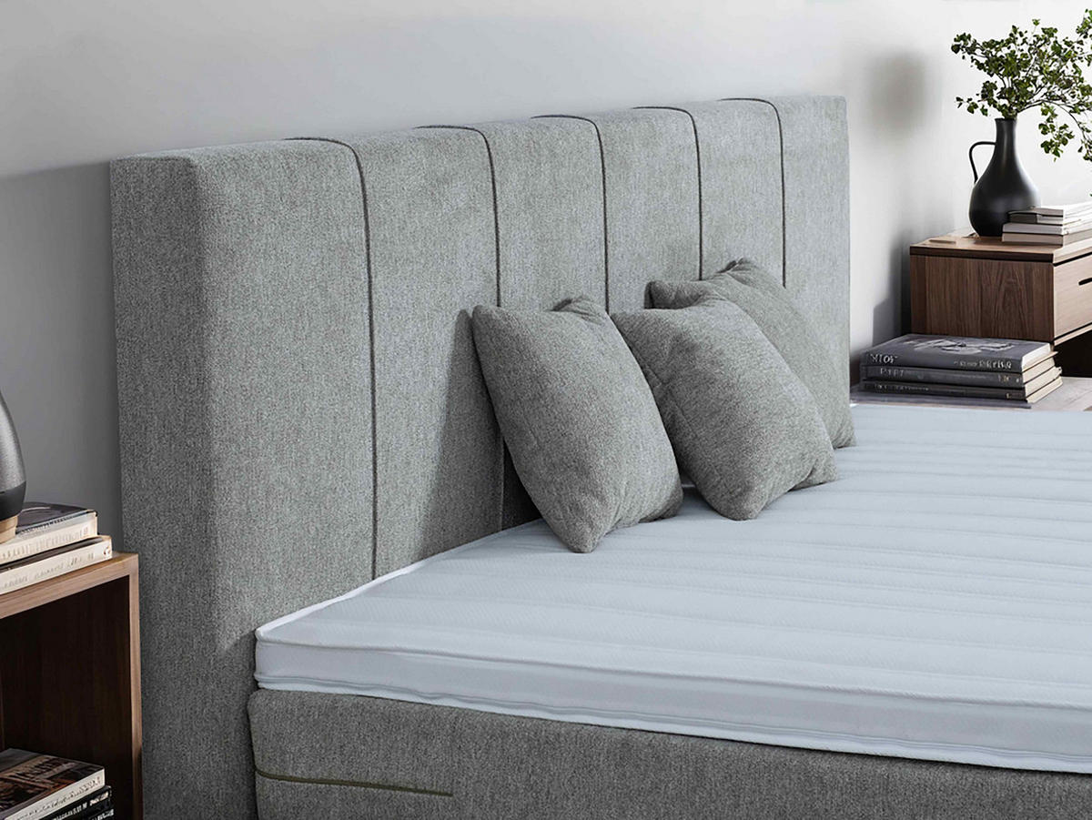 BOXSPRINGBETT 240/200 cm  in Taupe  - Taupe/Schwarz, Lifestyle, Holz/Textil (240/200cm) - home24