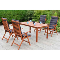 GARTENTISCHGRUPPE  - Eukalyptusholzfarben/Grau, KONVENTIONELL, Holz/Textil - Gardenson