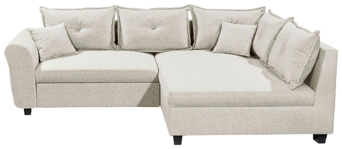 ECKSOFA in Webstoff Beige  - Beige/Schwarz, Modern, Kunststoff/Textil (252/175cm) - Livetastic