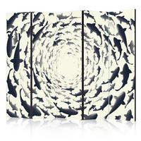 PARAVENT mit 5  Flügel - Perlmutt/Schwarz, Basics, Holz/Textil (225/172/3cm) - artgeist