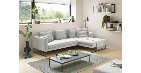 ECKSOFA  in Cord Hellgrau  284/178 cm  - Hellgrau/Schwarz, KONVENTIONELL, Textil/Metall (284/178cm) - Hom`in