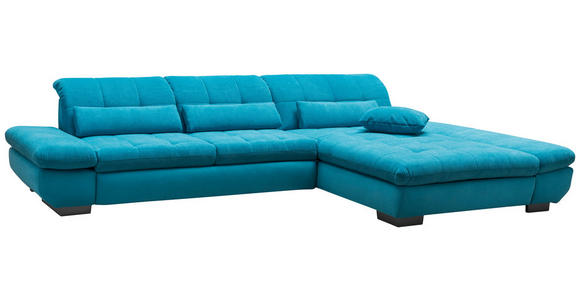 ECKSOFA in Mikrofaser Türkis  - Türkis/Schwarz, Design, Textil/Metall (341/204cm) - Xora