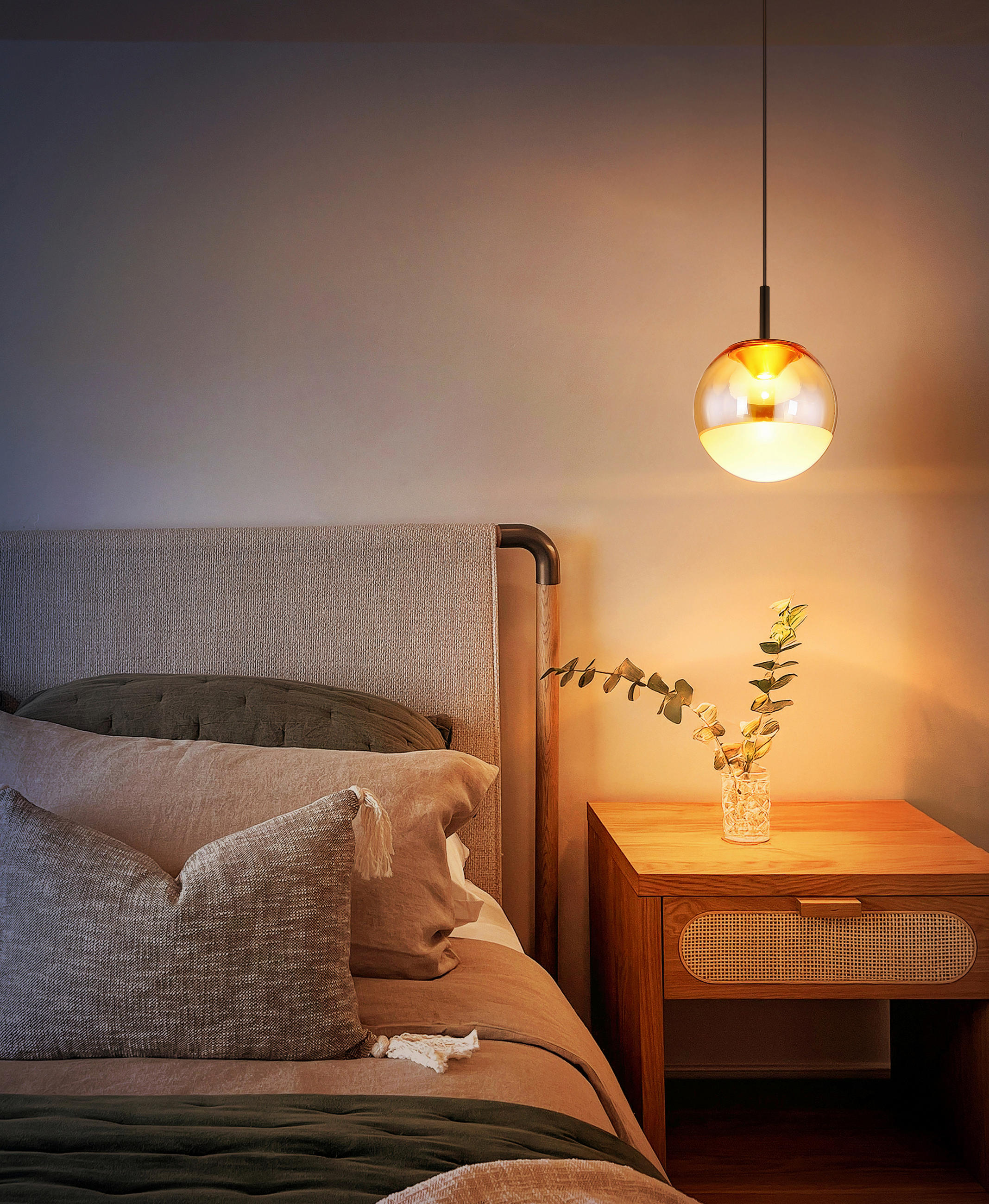 LED-HÄNGELEUCHTE 25/130 cm  - Messingfarben/Schwarz, KONVENTIONELL, Glas/Kunststoff (25/130cm)