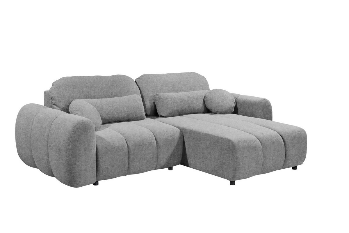 ECKSOFA Webstoff Grau  - Schwarz/Grau, Design, Kunststoff/Textil (260/192cm) - MID.YOU