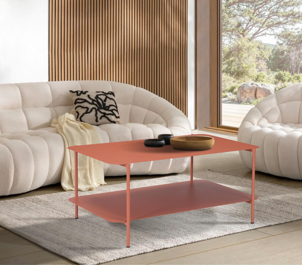 COUCHTISCH 90/58.4/40 cm rechteckig Terracotta  - Terracotta, Design, Metall (90/58.4/40cm) - Carryhome