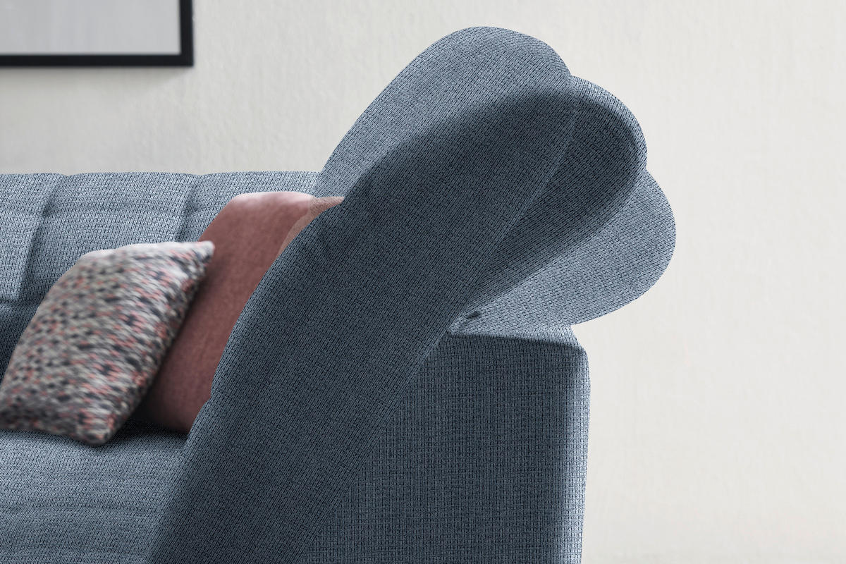 ECKSOFA in Webstoff Blau  302/216 cm  - Blau/Schwarz, Design, Holz/Textil (302/216cm) - Xora