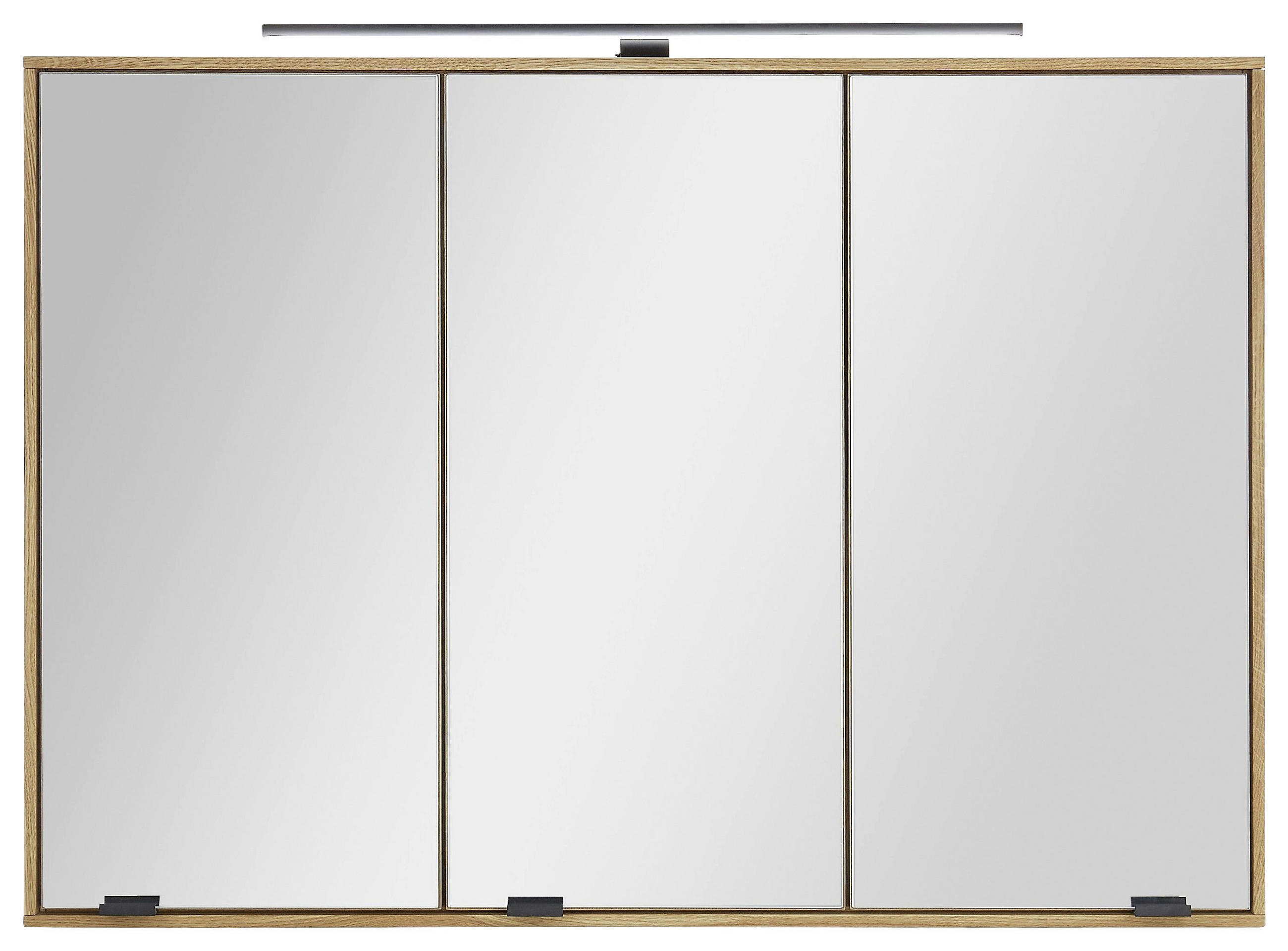 SPIEGELSCHRANK 100/70/20 cm  - Eichefarben/Schwarz, Konventionell, Glas/Holz (100/70/20cm) - Linea Natura