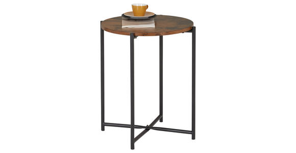 BEISTELLTISCH 45/45/50 cm Braun, Schwarz rund - Schwarz/Braun, Trend, Holzwerkstoff/Metall (45/45/50cm) - Carryhome
