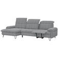 ECKSOFA in Chenille Grau  - Schwarz/Grau, LIFESTYLE, Textil/Metall (180/310cm) - Valnatura