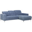 ECKSOFA in Webstoff Blau  - Chromfarben/Blau, Design, Textil/Metall (260/187cm) - Xora