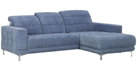 ECKSOFA in Webstoff Blau  - Chromfarben/Blau, Design, Textil/Metall (260/187cm) - Xora