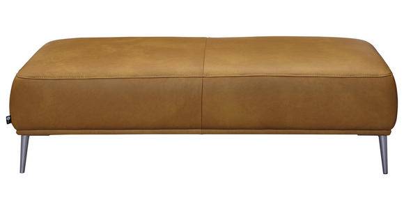 WOHNLANDSCHAFT in Leder Gelb, Currygelb - Chromfarben/Currygelb, Natur, Leder/Metall (206/343cm) - Valnatura