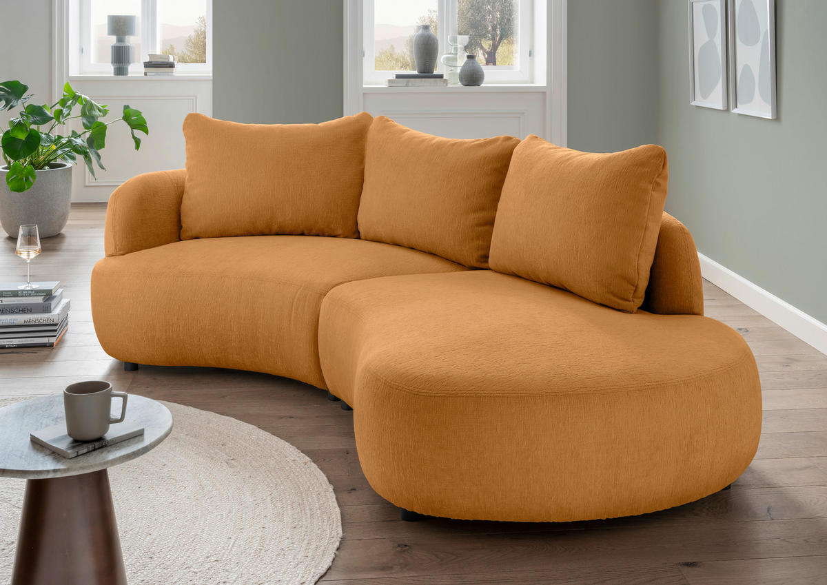 ECKSOFA in Mikrofaser Goldfarben  - Goldfarben/Schwarz, Modern, Kunststoff/Textil (139/250cm) - Livetastic